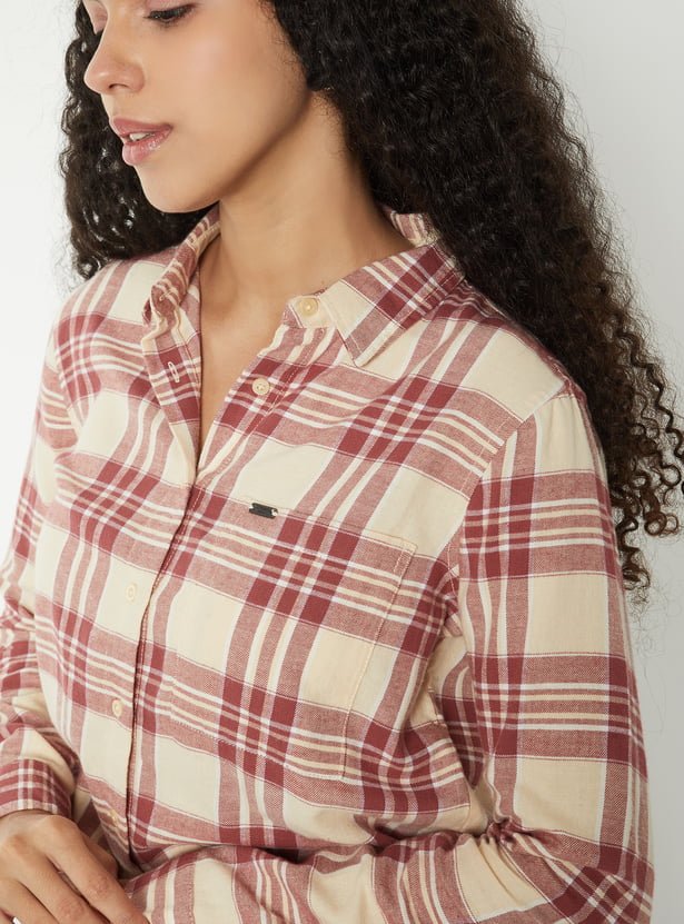 Women Checked Oversized Shirt - Image 3