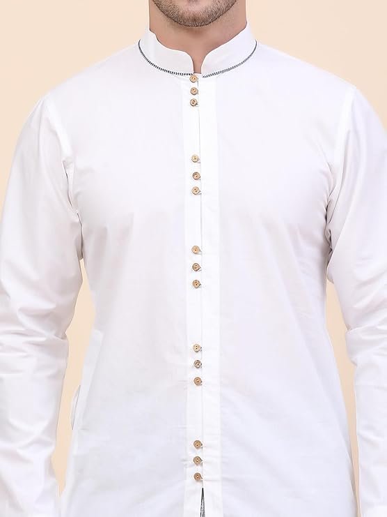 QISHTAR Men's Cotton Knee Length Straight Kurta - Image 3