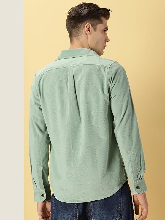 Men's Cotton Slim Fit Premium Corduroy Long Sleeve Casual Shirt - Image 3