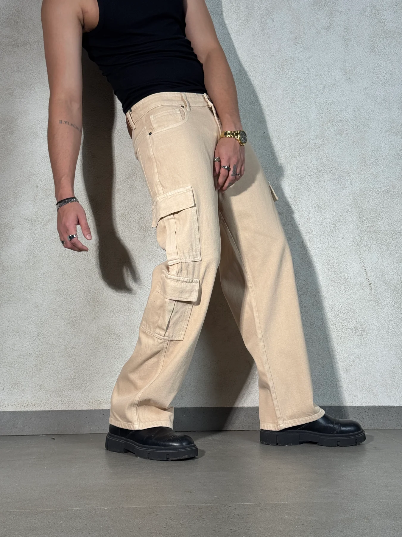 Sand Wash Nude Men Baggy Fit Cargo - Image 2
